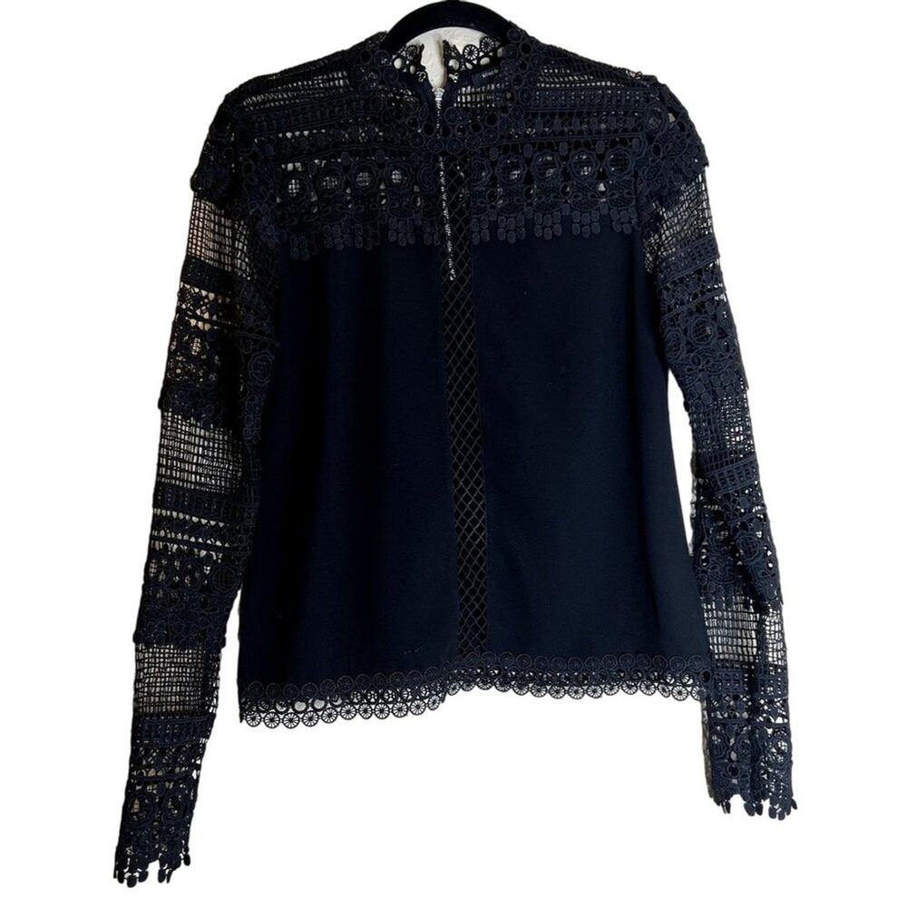 Romeo & Juliette Couture Black Lace Long Sleeve Top Women’s Small Elegant Dressy